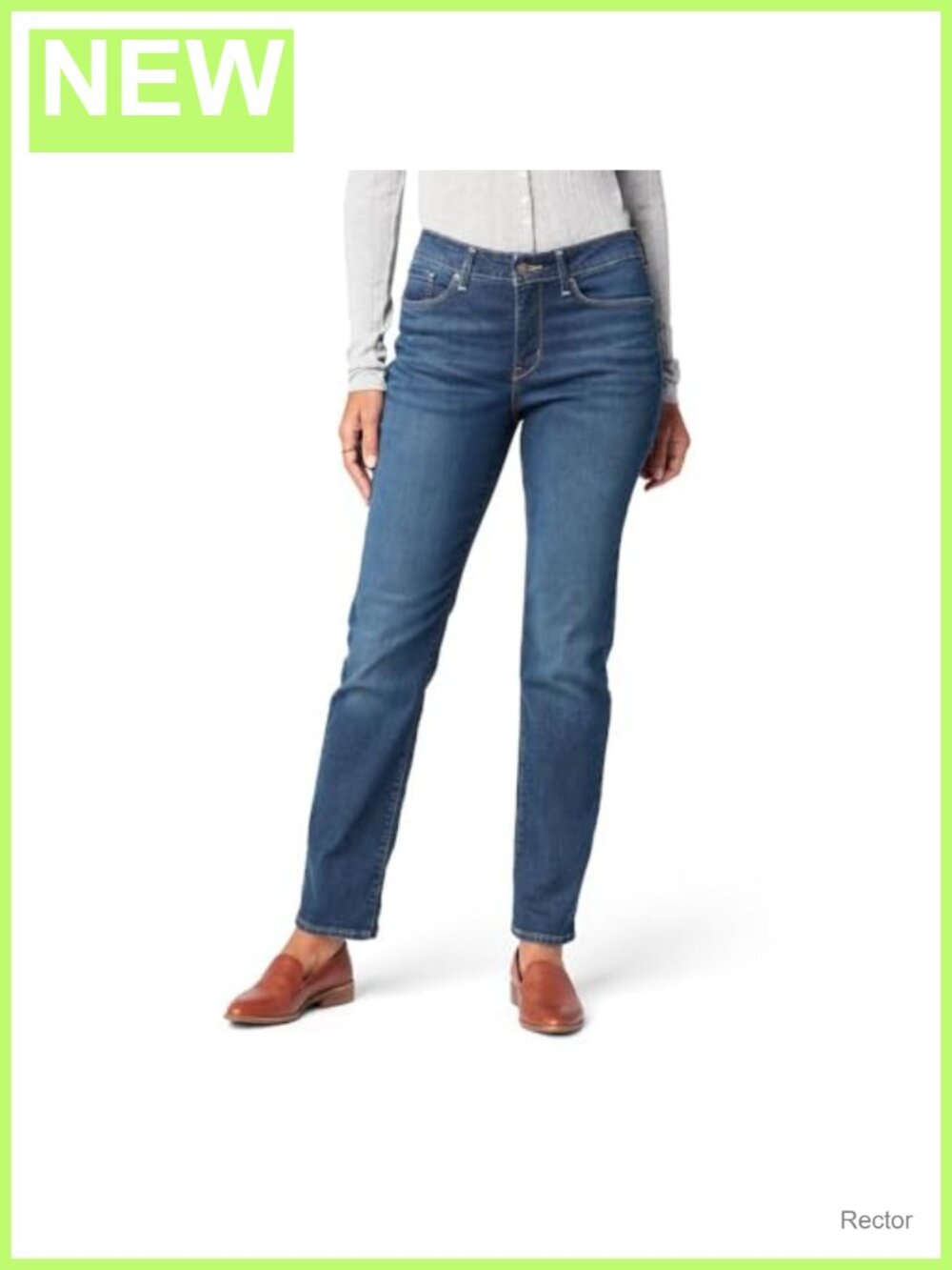 Signature Gold Totally Shaping Mid Rise Straight Jeans Non-Stretch Denim